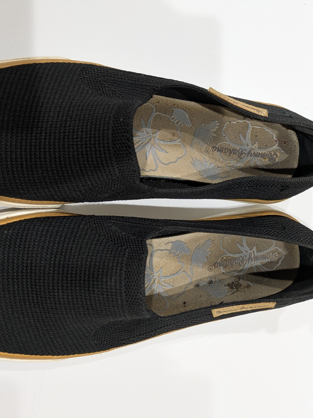 Tommy Bahama Black Slip-On Knit Sneakers with Tan Trim - Picture 3 of 4